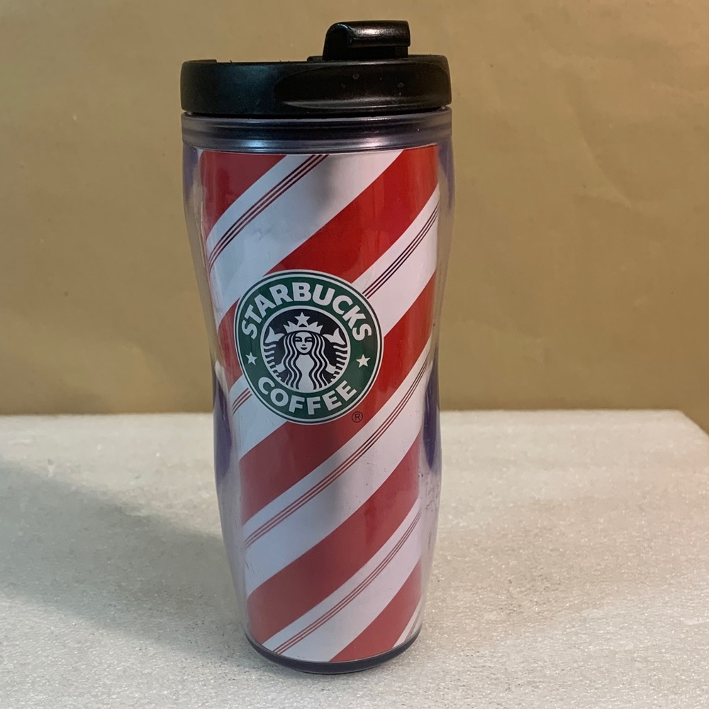 Starbucks Striped Red and White Tumbler with Black Lid (2009)
